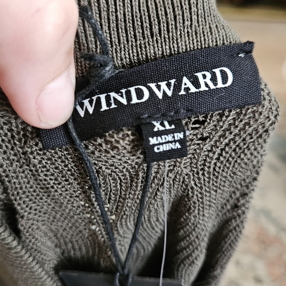 WINWARD Open Knit Camp Collar Button Down Short Sleeve Shirt. Olive. XL NWT - Picture 2 of 16